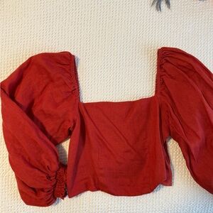 Posse Red Puff Sleeve Blouse